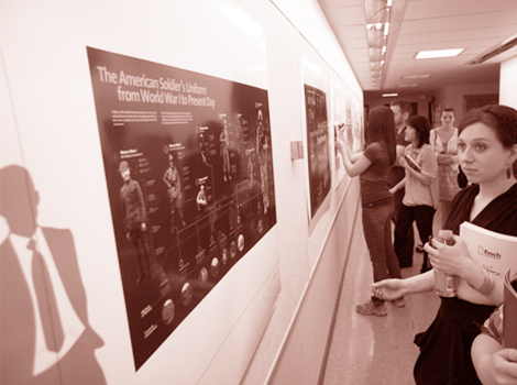 Design students participating in a critique event