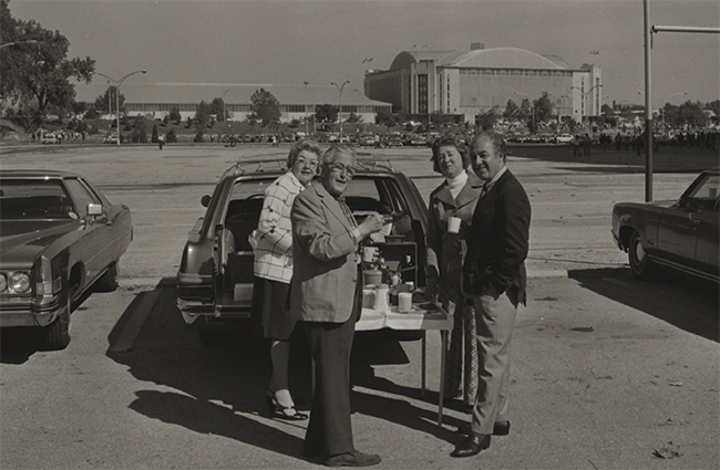 Fans tailgating at Ohio Stadium in 1968.