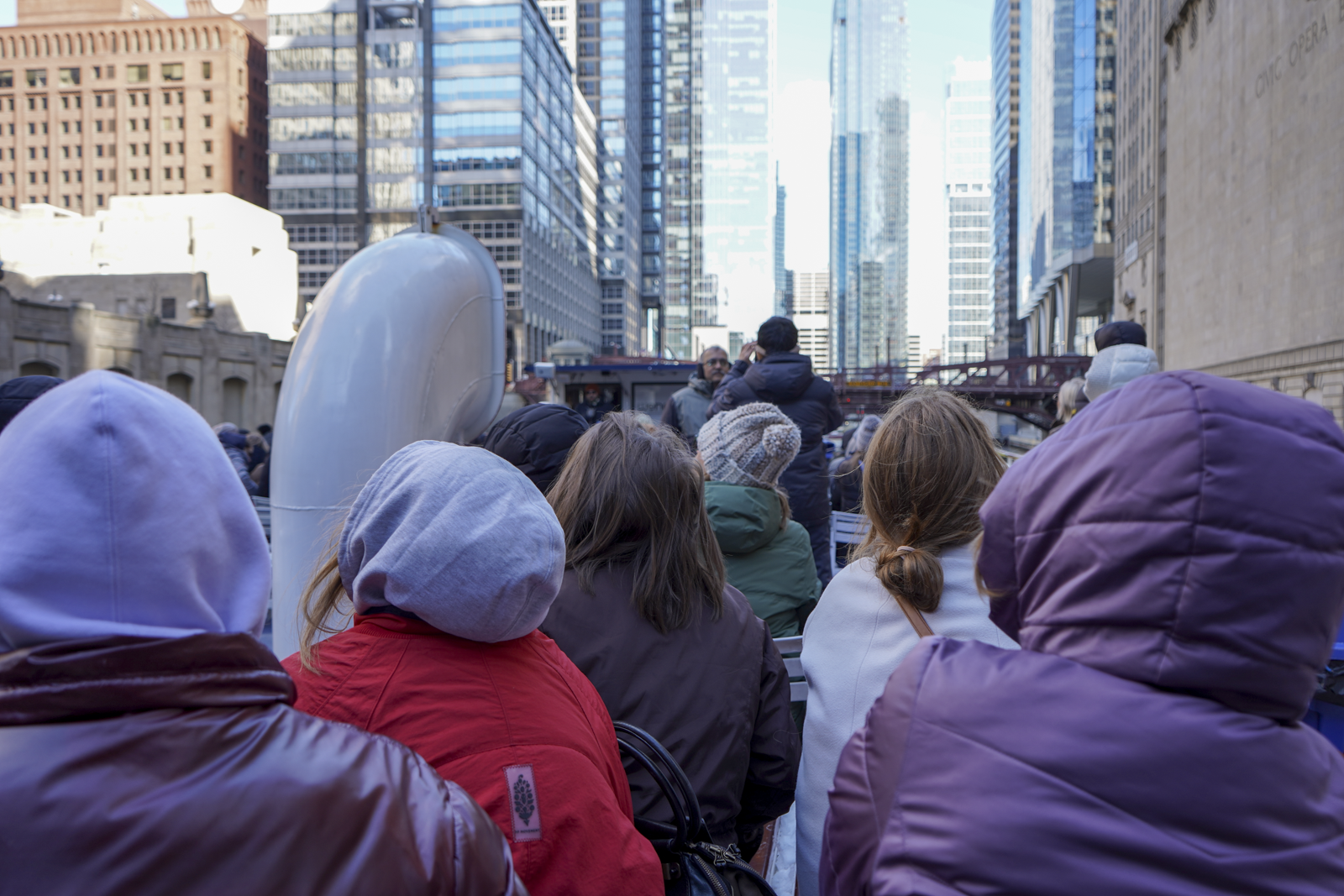 Students looking at the surrounding architecture 