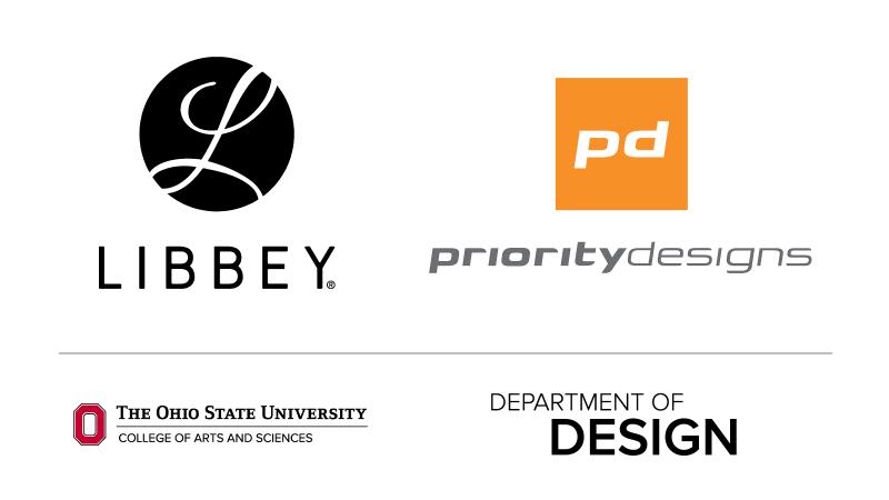 Sponsor logos: Libbey, Priority Designs, Department of Design, Ohio State College of Arts & Sciences.