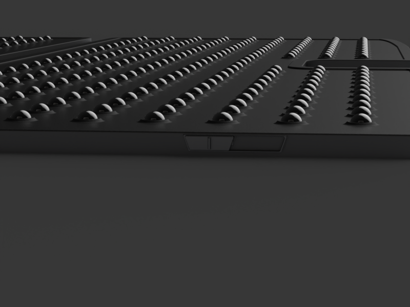 image 3 is of a 3D rendered version of the mat. It is an almost eyelevel view, highlighting the switch on the left side of the mat that would be used to activate the rolling mechanism.