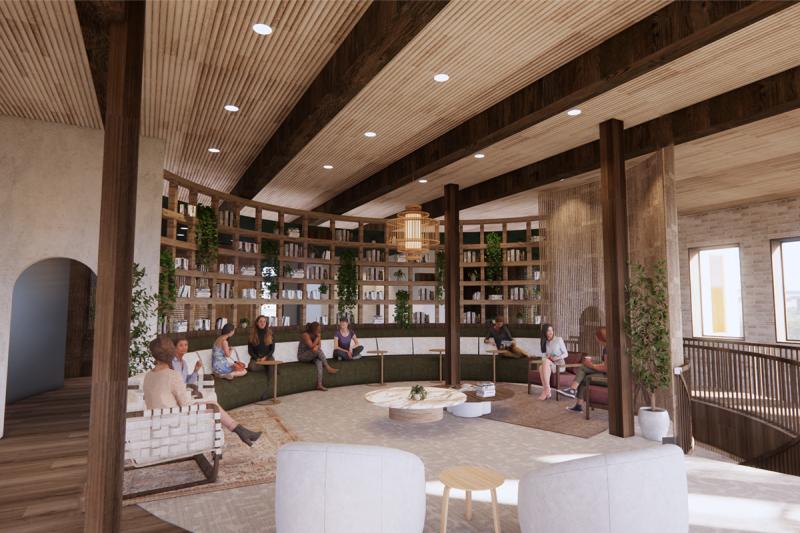 Interior rendering of library space