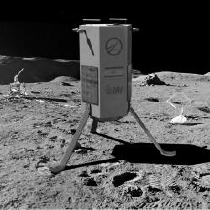 Lunar module Computer game graphic of a lunar module landed on the moon