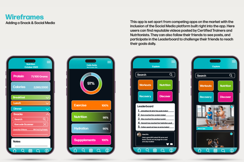Third set of wireframes for the app