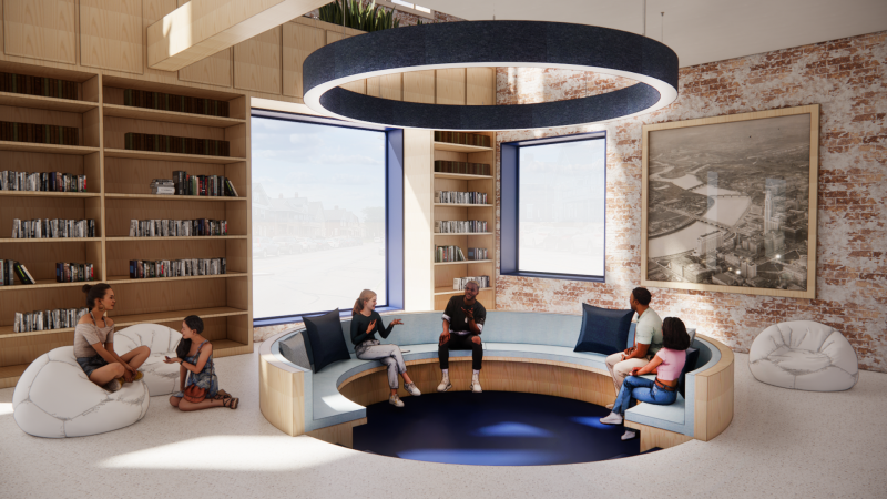 Interior rendering of Storyteller’s Corner