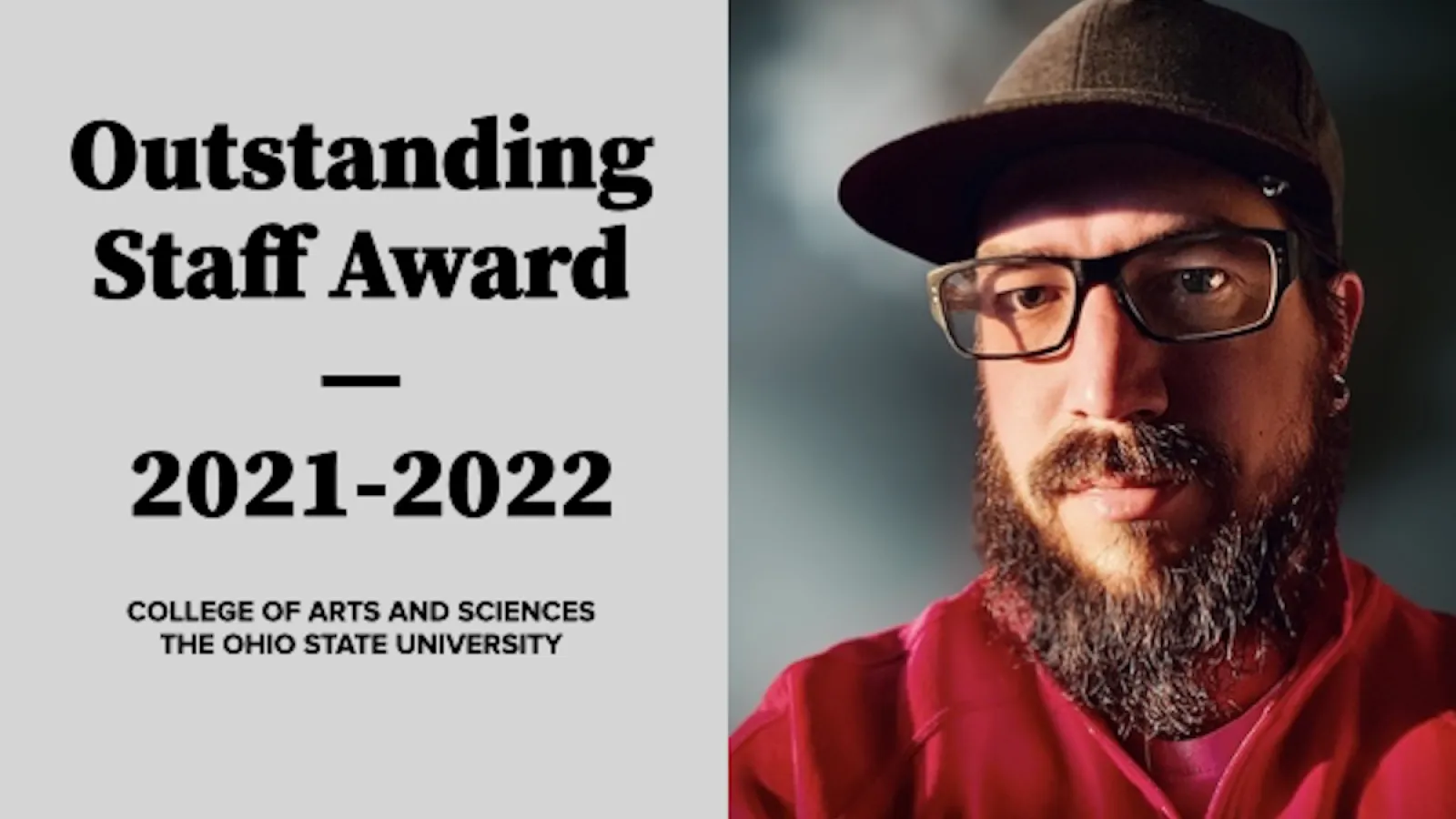 Gabe Tippery receives College of Arts and Sciences Outstanding Staff Award