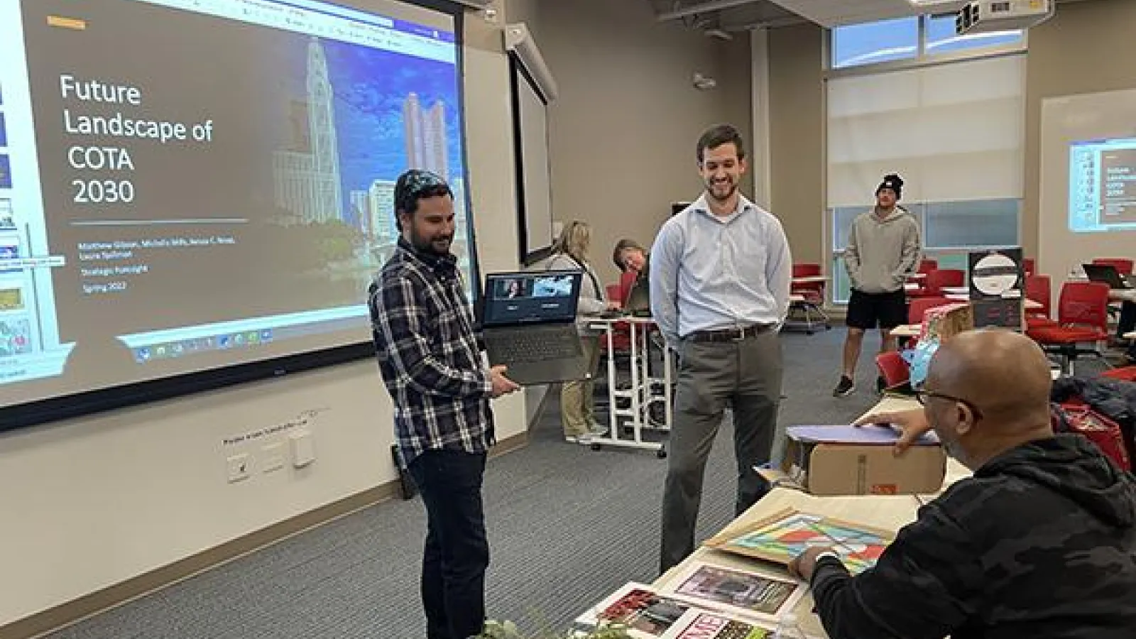 Students at Otterbein University take a design class taught by Merce Graell