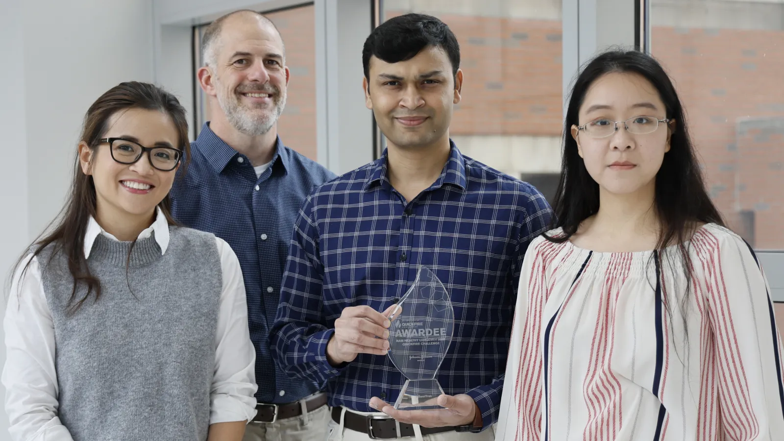 Yvette Shen (Design), Carmen Digiovine (School of Health and Rehabilitation Sciences), Anand Mhatre (School of Health and Rehabilitation Sciences), and Muyun Zhao (School of Health and Rehabilitation Sciences).