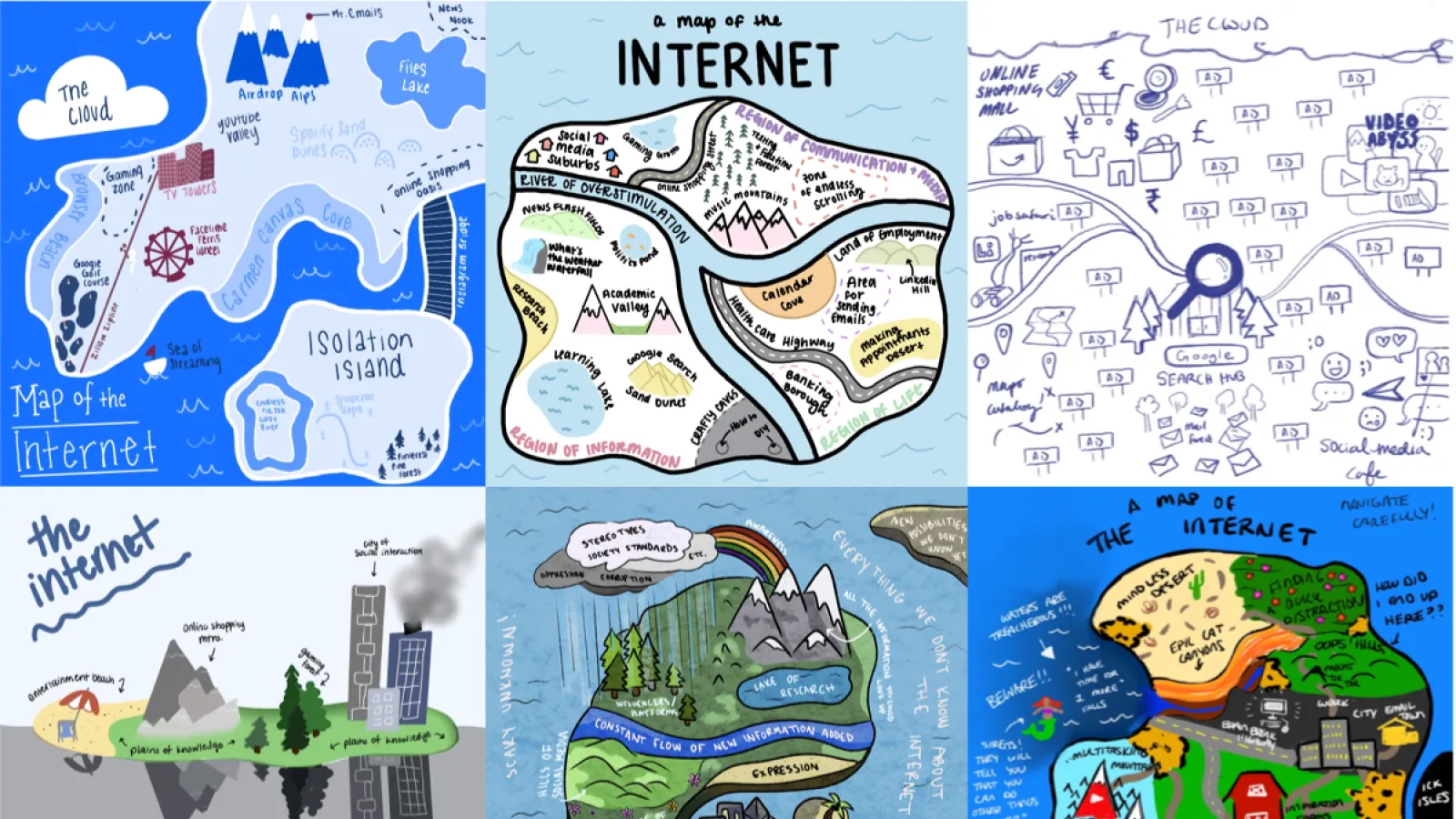 6 example maps produced by the students. 