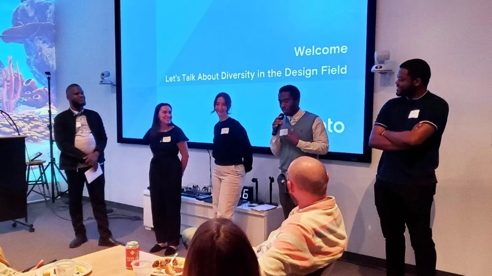 Mayo peer-to-peer mentorship program participants presenting to the room. 