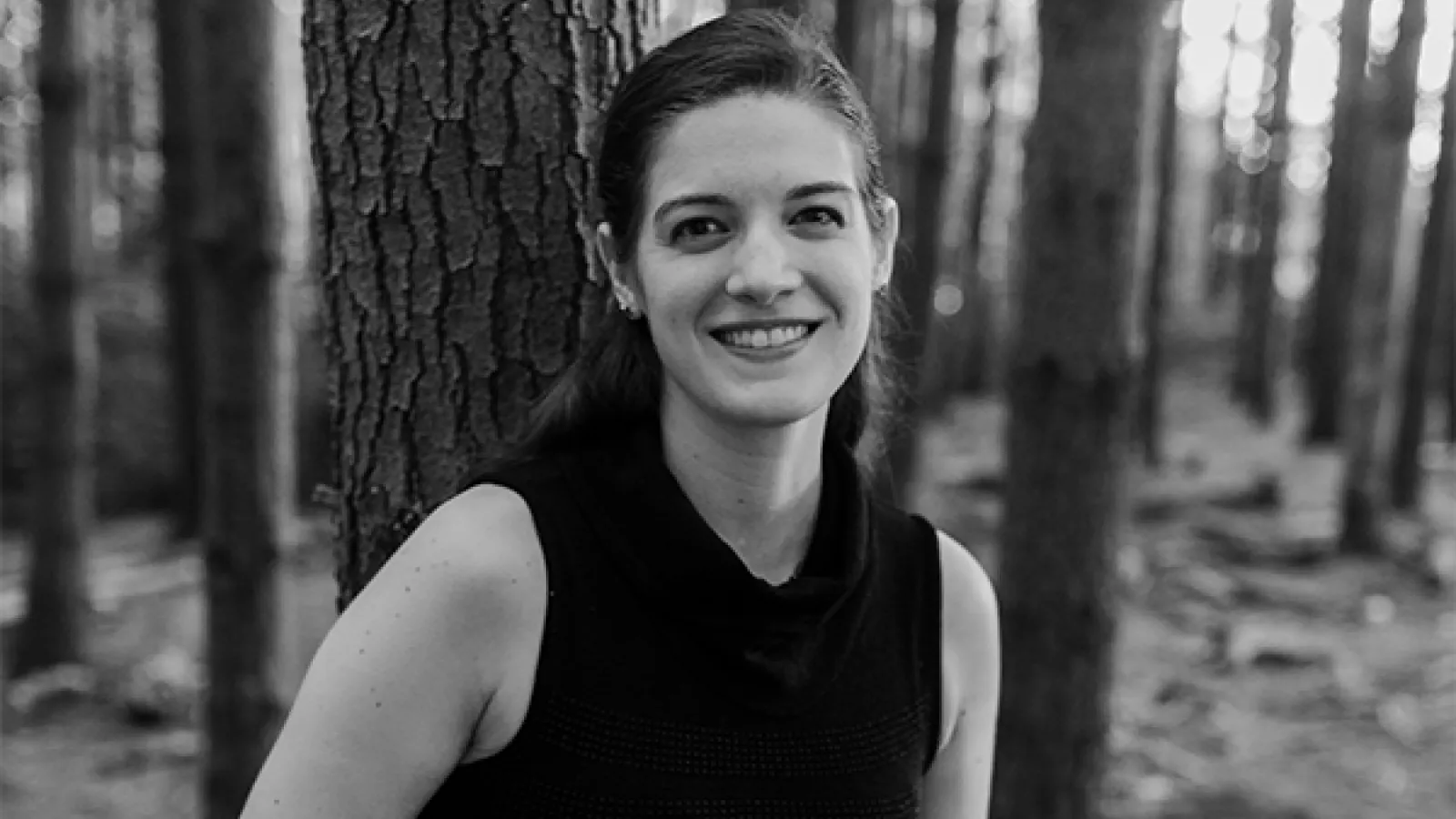 black and white photograph of Liz Hejny 