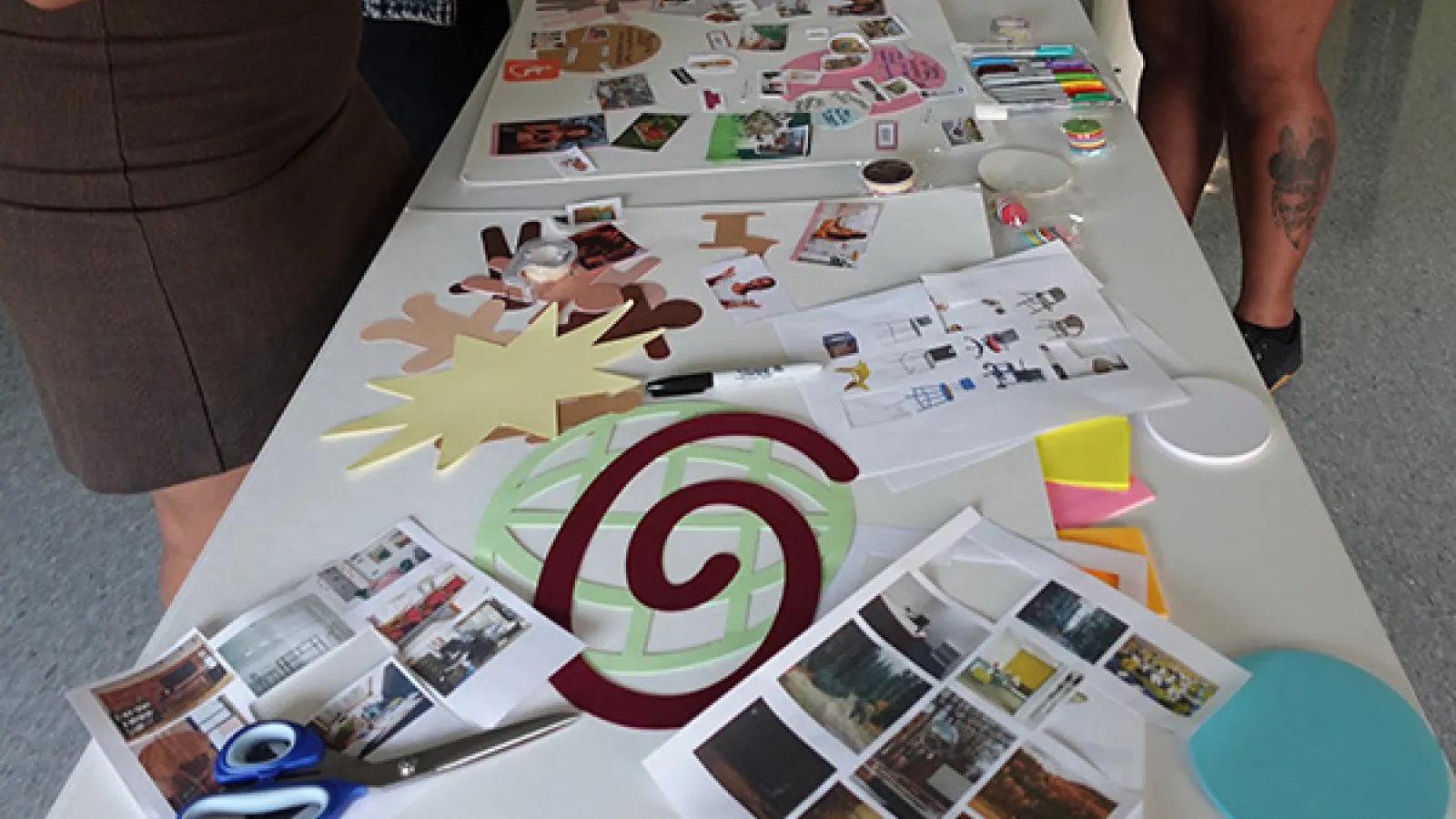 Research participants working at a table