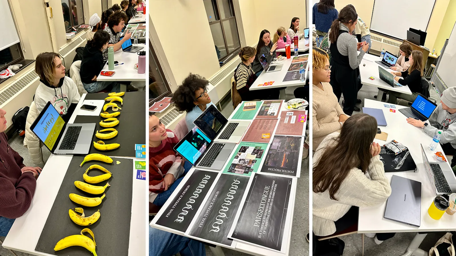 Student teams showcase their design process and the visual outcome. 