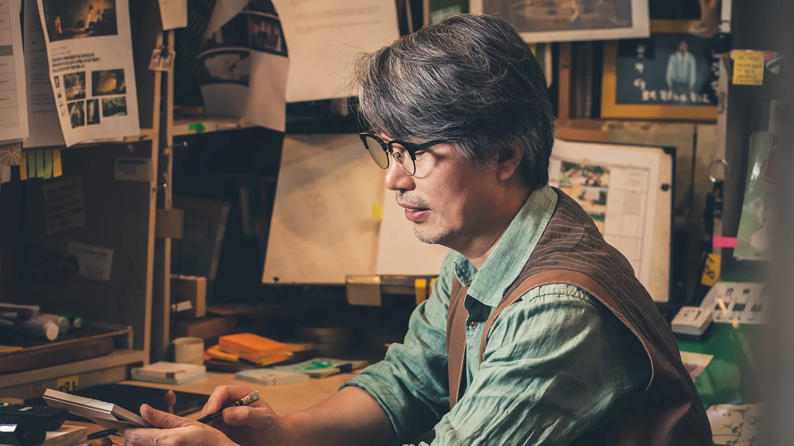 Animator Ahn Jae-huun at work in studio