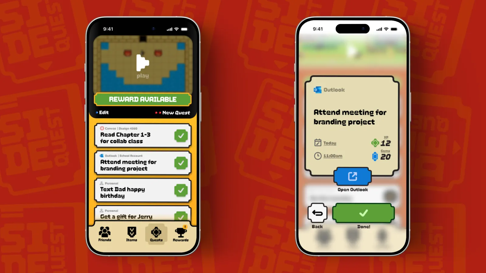 Two interfaces from SideQuest, one showing the home screen and the other showing the Quest screen