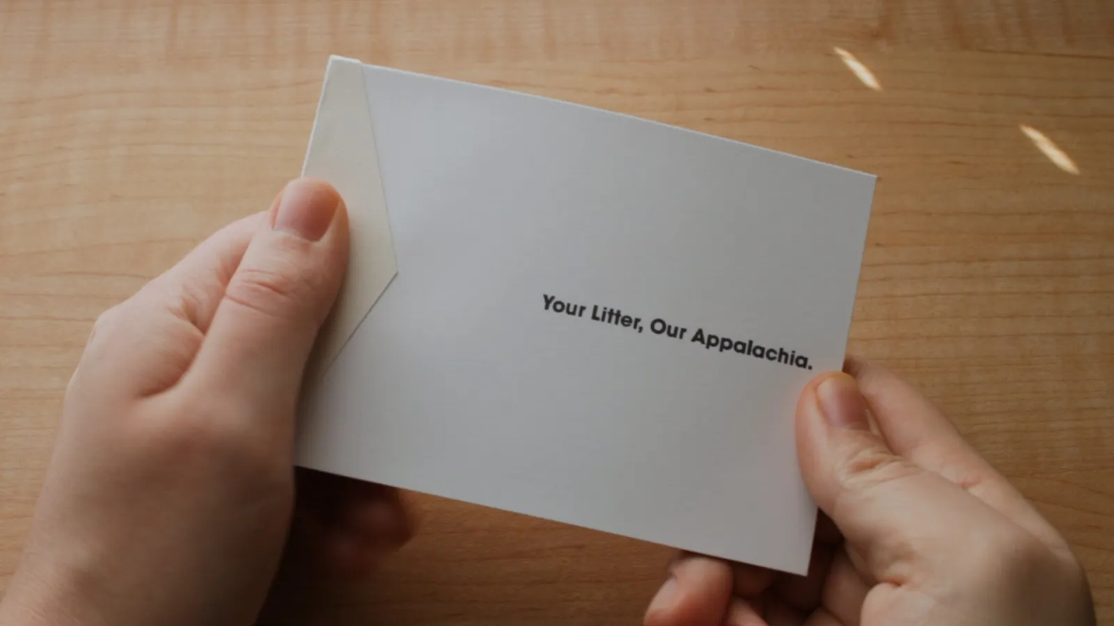 Hands holding a 3.5”x4.875” booklet, with the text “Your Litter” printed on the cover.