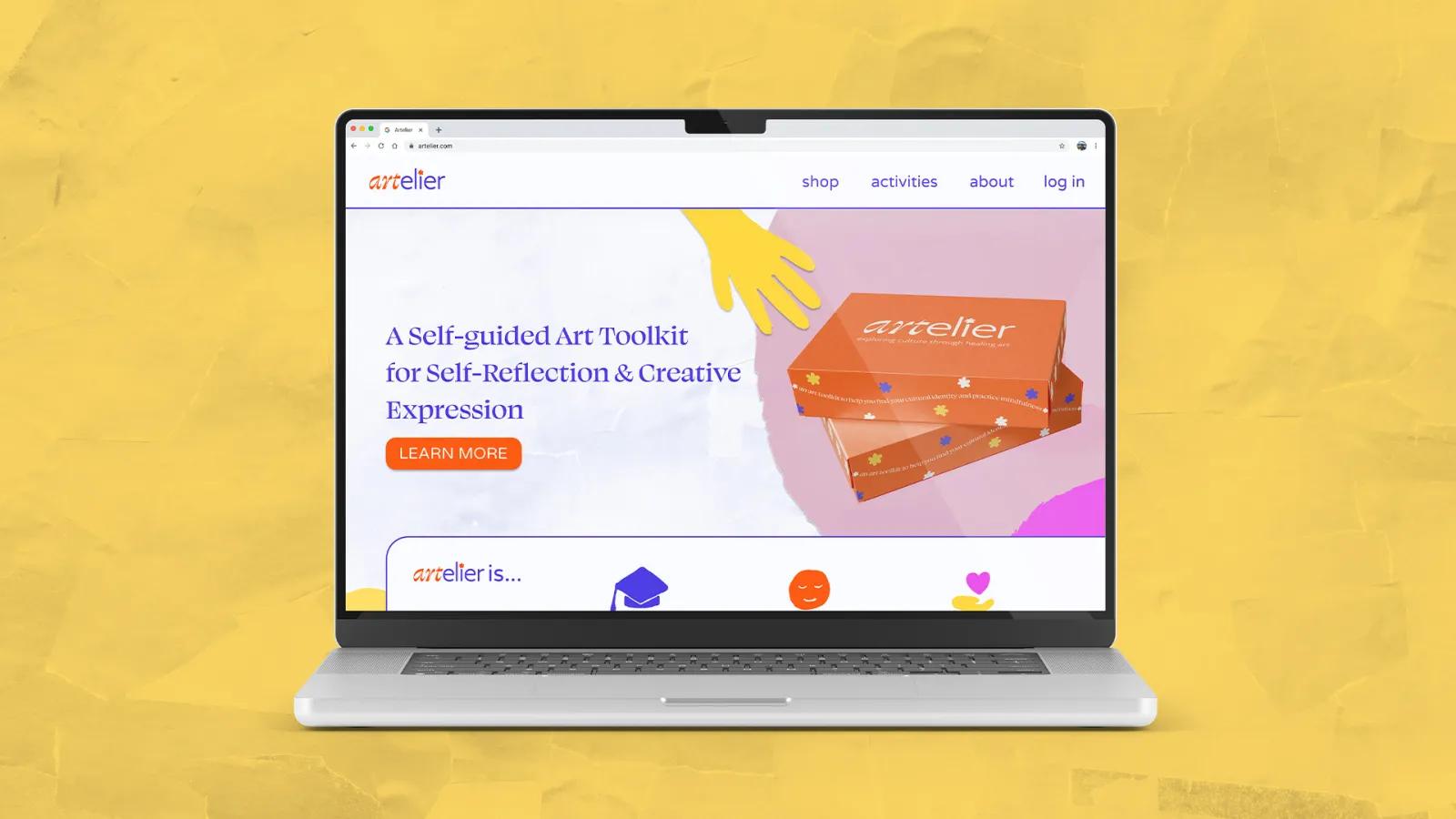 The Artelier website home page showing the toolkit and its purpose.