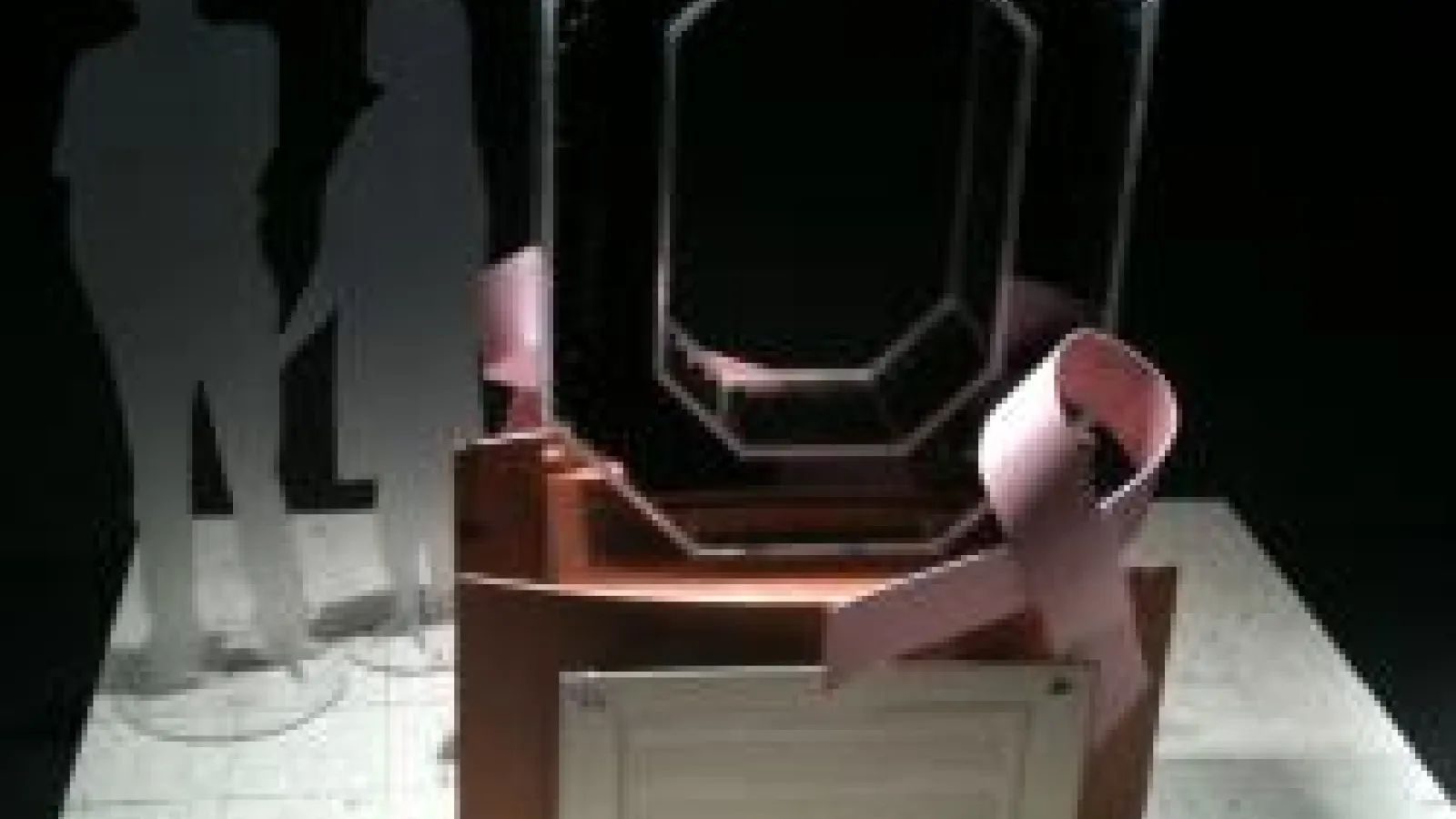 Block O Trophy with a pink breast cancer ribbon attached