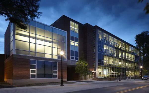 Hopkins Hall just after sunset