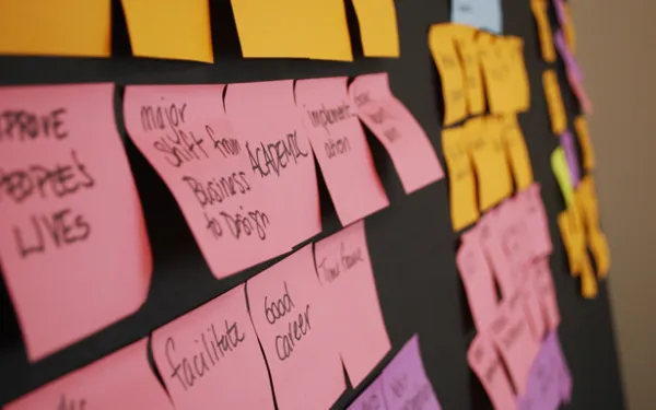 Post it notes representing the grad studies information days