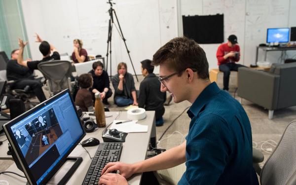 Student on computer