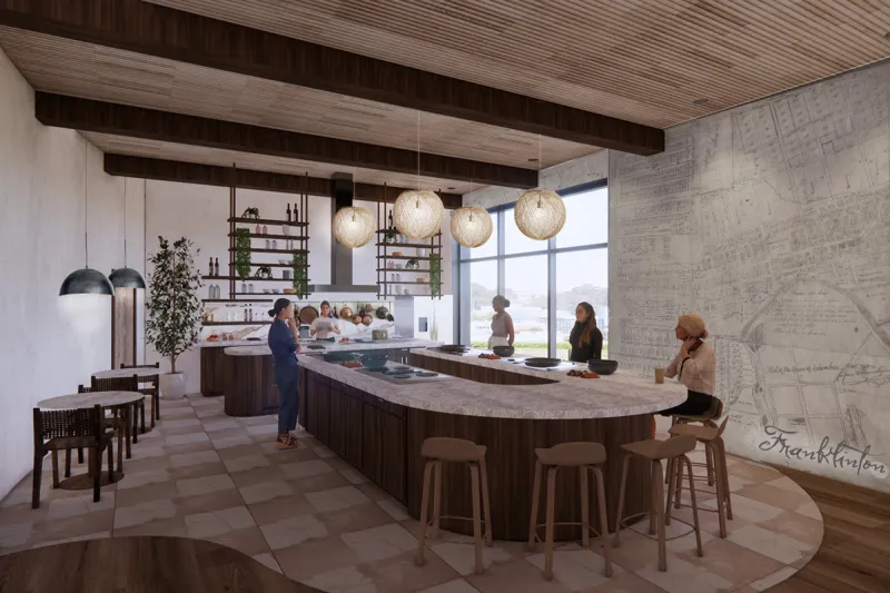 Interior rendering of learning kitchen