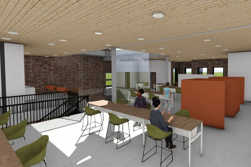 View of upstairs coworking space