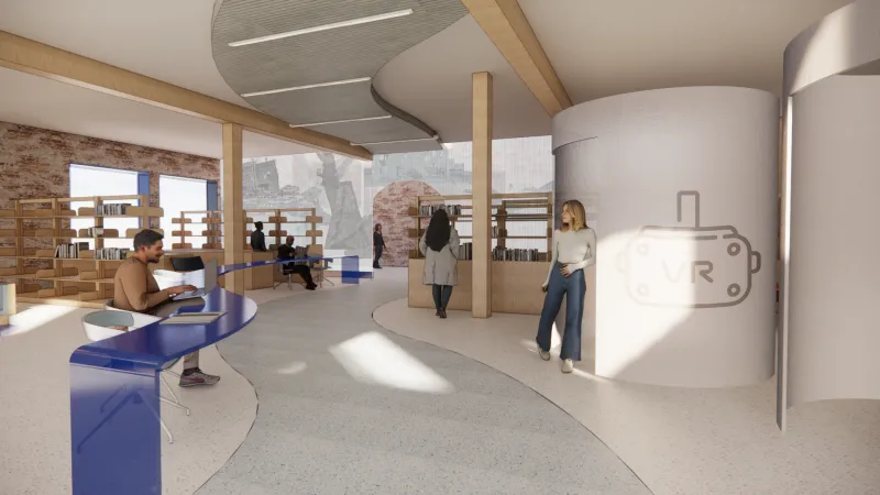 Interior rendering of Floor One from Broad Street entrance