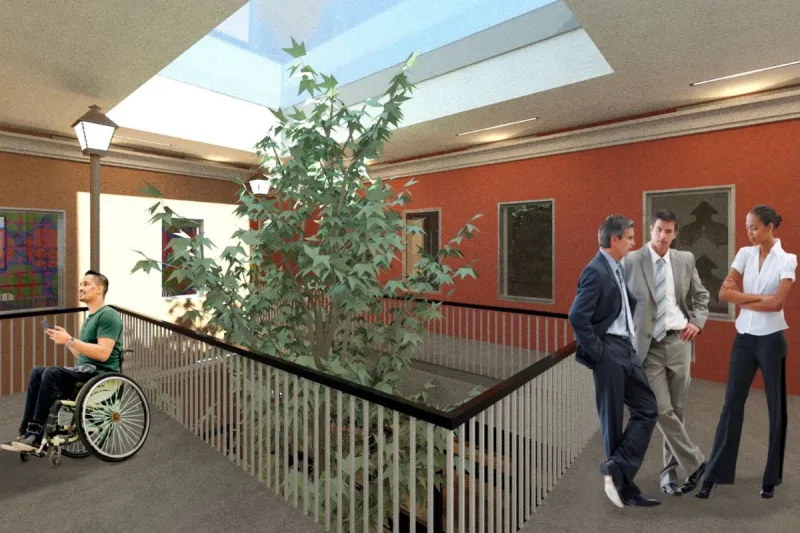 The view of the parklet from the second floor.