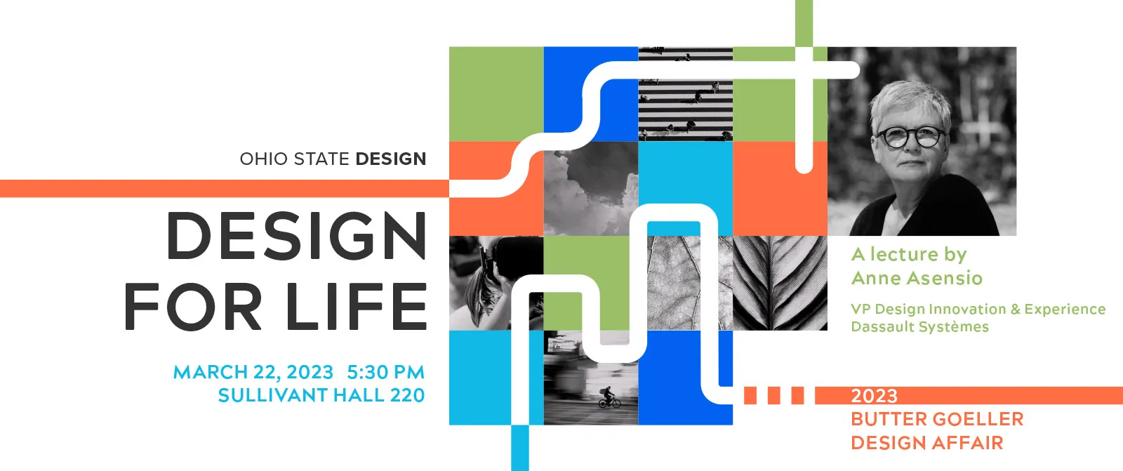 Graphic announcing the event with text details and a photo of the speaker