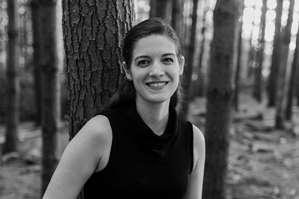 black and white photograph of Liz Hejny