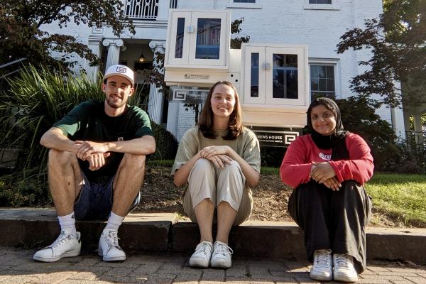 Mark Boyd, Elise Aultman and Kayanaat Chaudhry in front of their Andrew's House Project