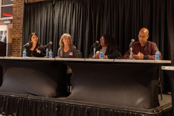 Ohio State faculty Lindy Weaver (left), Susan Melsop, Shaunta Stanford and David Delaine spoke about building community partnerships.