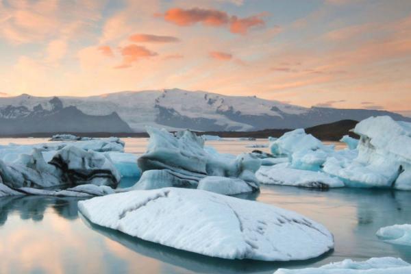 Icebergs in Sunset