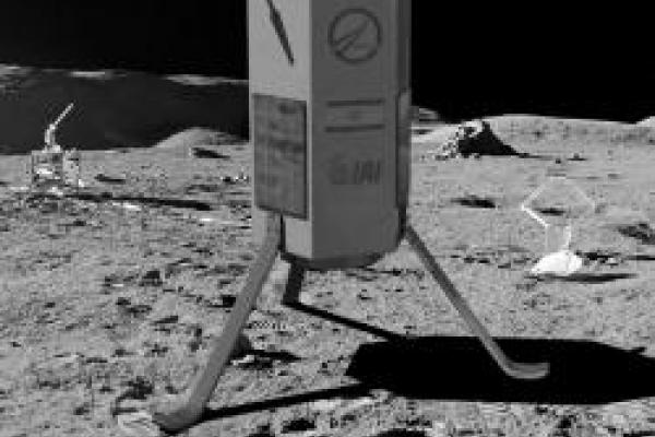 Lunar module Computer game graphic of a lunar module landed on the moon