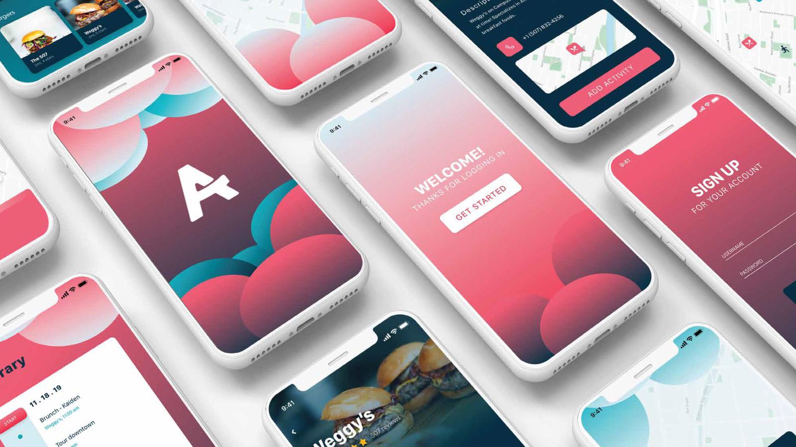 All In A Day App design project | Various phone screens with different page images from the app