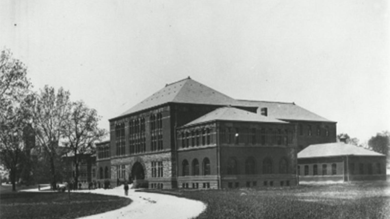 Exterior of Hayes Hall in 1983
