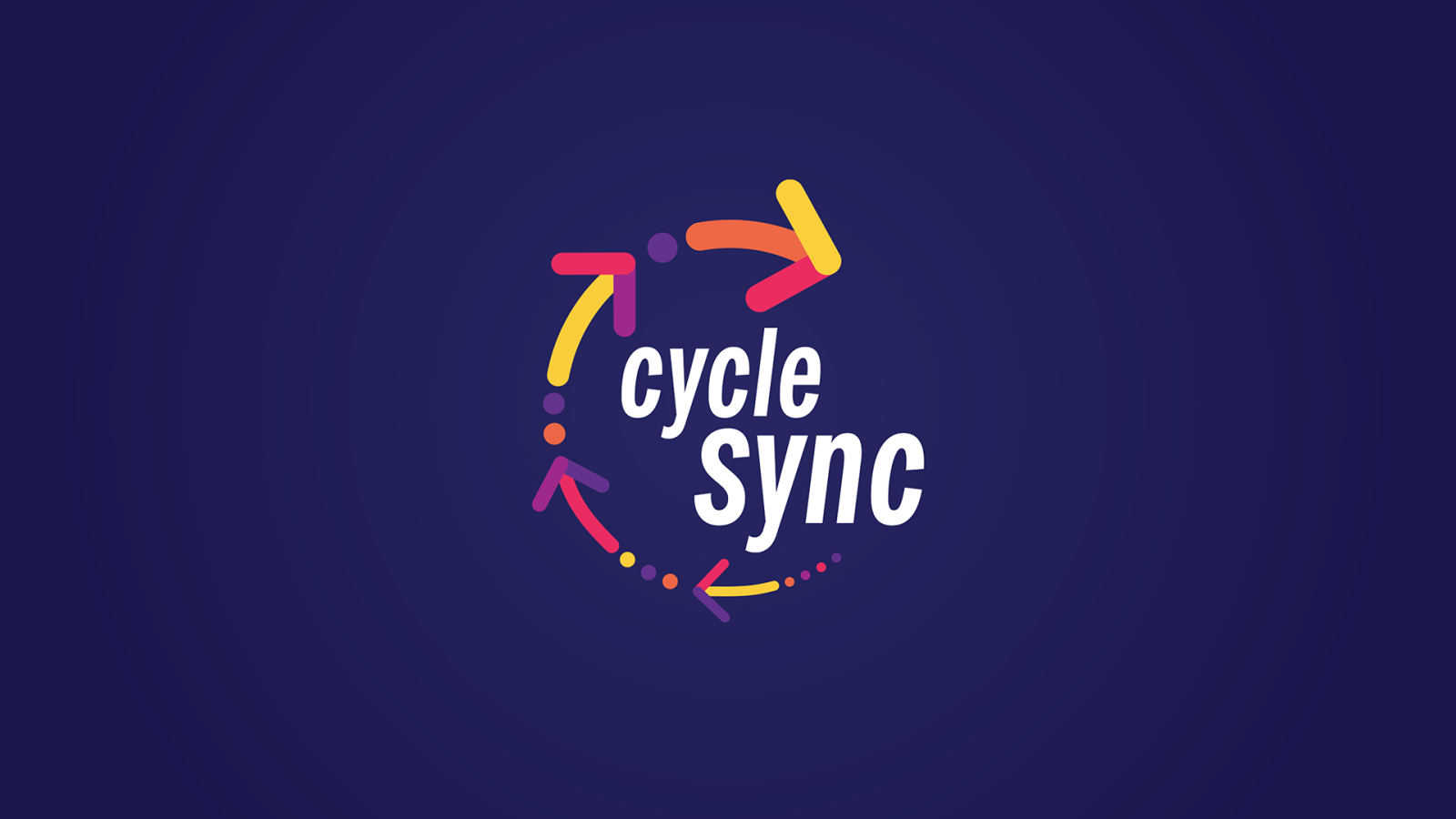 A graphic that uses a subtle gradient to enhance the logo of CycleSync in the middle.