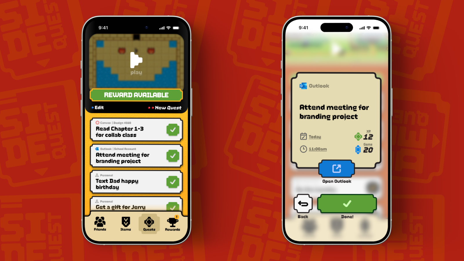 Two interfaces from SideQuest, one showing the home screen and the other showing the Quest screen