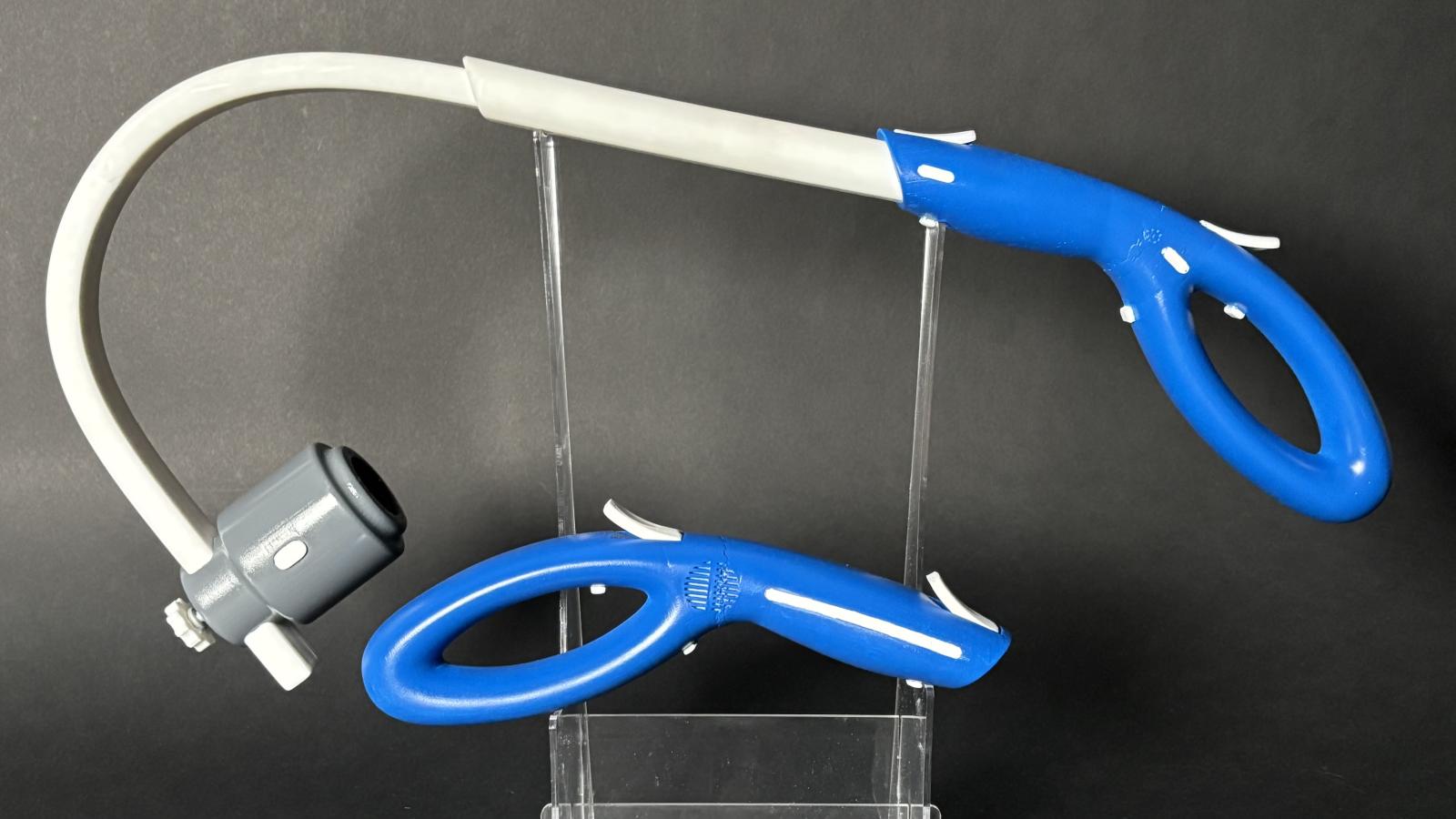 A collection of physical prototypes of the OSI refill applicator, highlighting different stages of design and testing for usability and functionality.