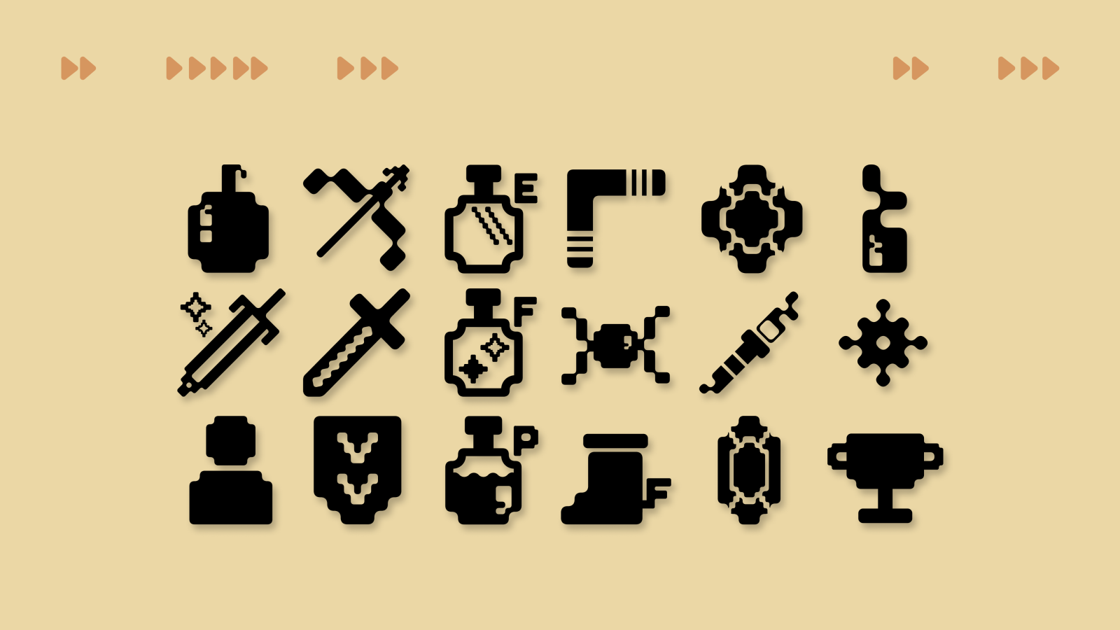Icons from the game in a row