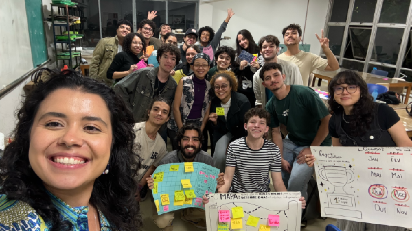 Barbara smiling with a group of people in Brazil
